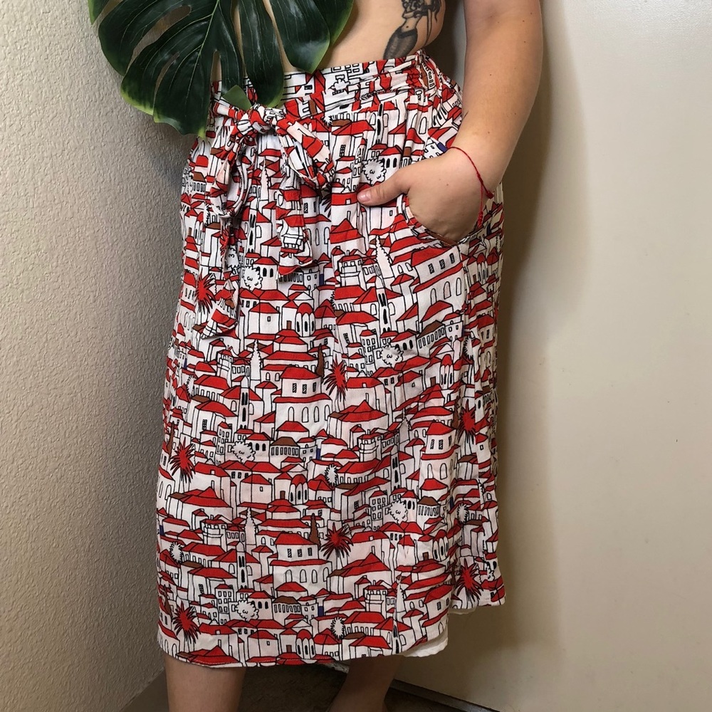 Porridge by Anthropologie Red Building Skirt | M